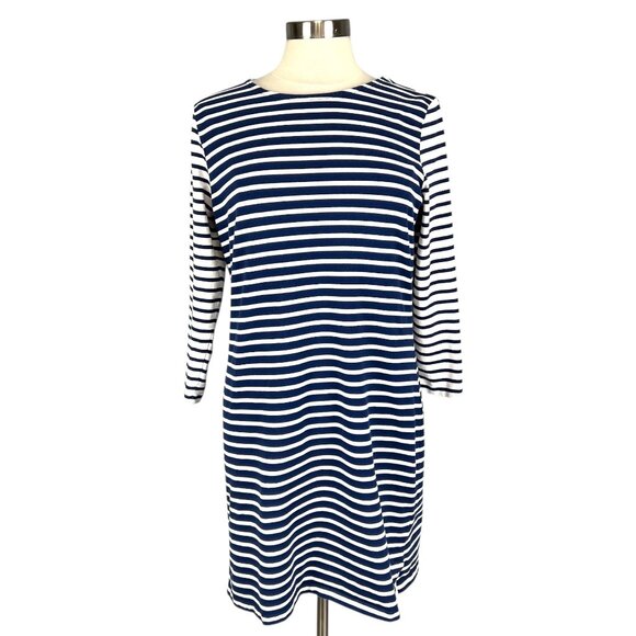 Vineyard Vines Womens Mixed Stripe Knit Shift Dress Blue White Cotton size M - Picture 1 of 12